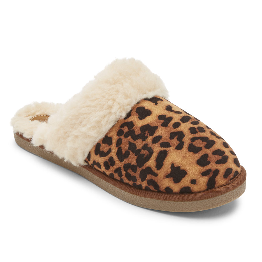 Chinelos Rockport Mulher Leopardo - Trutech Veda Slide - 47193NOGW